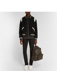 schwarze Collegejacke von Saint Laurent