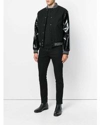 schwarze Collegejacke von Saint Laurent