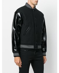 schwarze Collegejacke von Saint Laurent