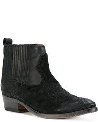 schwarze Cowboystiefel aus Wildleder von Golden Goose