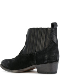 schwarze Cowboystiefel aus Wildleder von Golden Goose