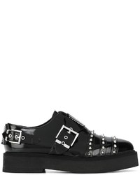 schwarze Doppelmonks aus Leder von Alexander McQueen