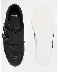 schwarze Doppelmonks aus Leder von Asos