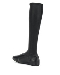 schwarze elastische kniehohe Stiefel von Jil Sander
