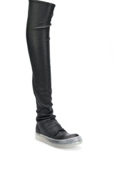 schwarze elastische Overknee Stiefel von Rick Owens