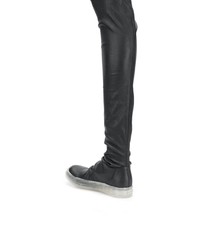 schwarze elastische Overknee Stiefel von Rick Owens