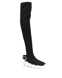 schwarze elastische Overknee Stiefel von Moschino