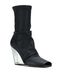 schwarze elastische Stiefeletten mit Ausschnitten von Rick Owens