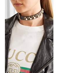 schwarze enge Halskette aus Leder von Gucci
