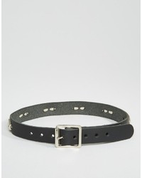 schwarze enge Halskette aus Leder von Reclaimed Vintage