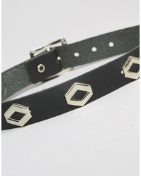 schwarze enge Halskette aus Leder von Reclaimed Vintage