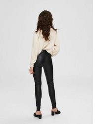 schwarze enge Hose aus Leder von Selected