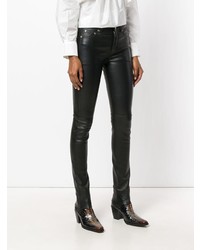 schwarze enge Hose aus Leder von Saint Laurent