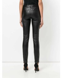 schwarze enge Hose aus Leder von Saint Laurent