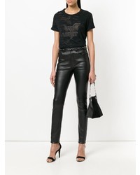 schwarze enge Hose aus Leder von Saint Laurent