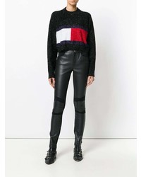 schwarze enge Hose aus Leder von Hilfiger Collection