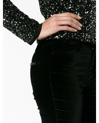 schwarze enge Hose aus Samt von Dolce & Gabbana