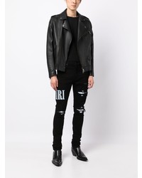 schwarze Mit Batikmuster enge Jeans von Amiri