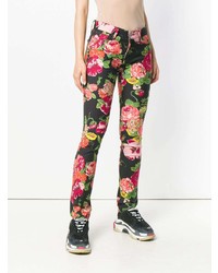 schwarze enge Jeans mit Blumenmuster von Junya Watanabe