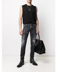 schwarze enge Jeans mit Destroyed-Effekten von DSQUARED2