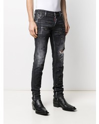 schwarze enge Jeans mit Destroyed-Effekten von DSQUARED2