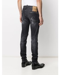 schwarze enge Jeans mit Destroyed-Effekten von DSQUARED2