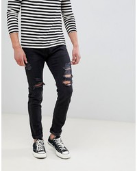 schwarze enge Jeans mit Destroyed-Effekten von Abercrombie & Fitch