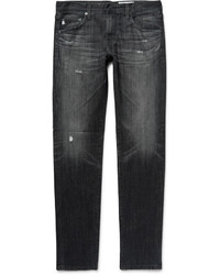 schwarze enge Jeans mit Destroyed-Effekten von AG Jeans