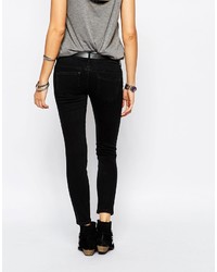 schwarze enge Jeans mit Destroyed-Effekten von Only