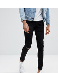 schwarze enge Jeans mit Destroyed-Effekten von ASOS DESIGN