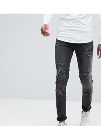 schwarze enge Jeans mit Destroyed-Effekten von ASOS DESIGN