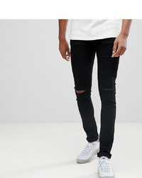 schwarze enge Jeans mit Destroyed-Effekten von ASOS DESIGN