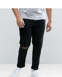 schwarze enge Jeans mit Destroyed-Effekten von Asos
