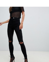 schwarze enge Jeans mit Destroyed-Effekten von Asos Tall