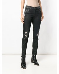 schwarze enge Jeans mit Destroyed-Effekten von Diesel