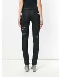 schwarze enge Jeans mit Destroyed-Effekten von Philipp Plein