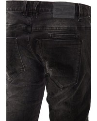 schwarze enge Jeans mit Destroyed-Effekten von BLUE MONKEY