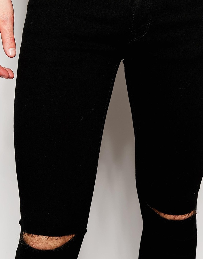 Schwarze Enge Jeans Mit Destroyed Effekten Von Asos 51 Asos Lookastic