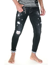schwarze enge Jeans mit Destroyed-Effekten von Bright Jeans
