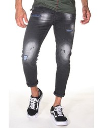 schwarze enge Jeans mit Destroyed-Effekten von Bright Jeans