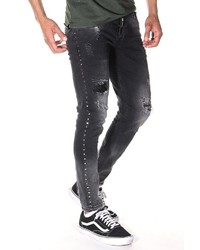 schwarze enge Jeans mit Destroyed-Effekten von Bright Jeans