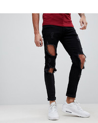 schwarze enge Jeans mit Destroyed-Effekten von Brooklyn Supply Co.