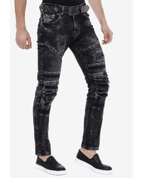 schwarze enge Jeans mit Destroyed-Effekten von Cipo & Baxx