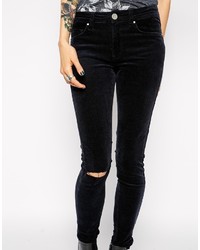 schwarze enge Jeans mit Destroyed-Effekten von Asos