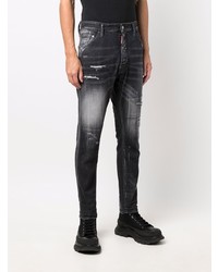 schwarze enge Jeans mit Destroyed-Effekten von DSQUARED2