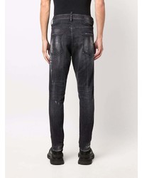 schwarze enge Jeans mit Destroyed-Effekten von DSQUARED2