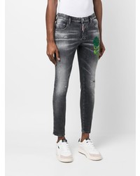 schwarze enge Jeans mit Destroyed-Effekten von DSQUARED2