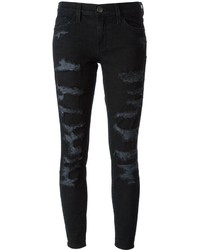 schwarze enge Jeans mit Destroyed-Effekten von Current/Elliott