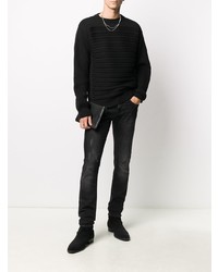 schwarze enge Jeans mit Destroyed-Effekten von Les Hommes