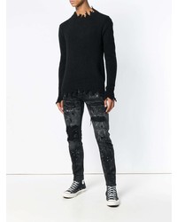 schwarze enge Jeans mit Destroyed-Effekten von Overcome